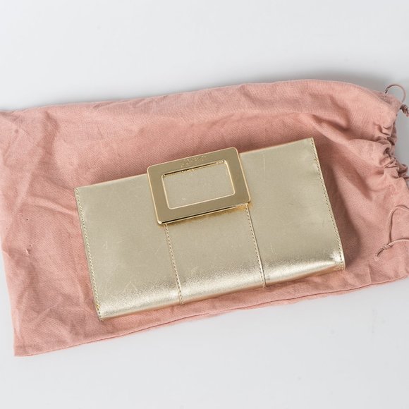 Roger Vivier Handbags - Vintage Roger Vivier gold leather clutch  - Paris